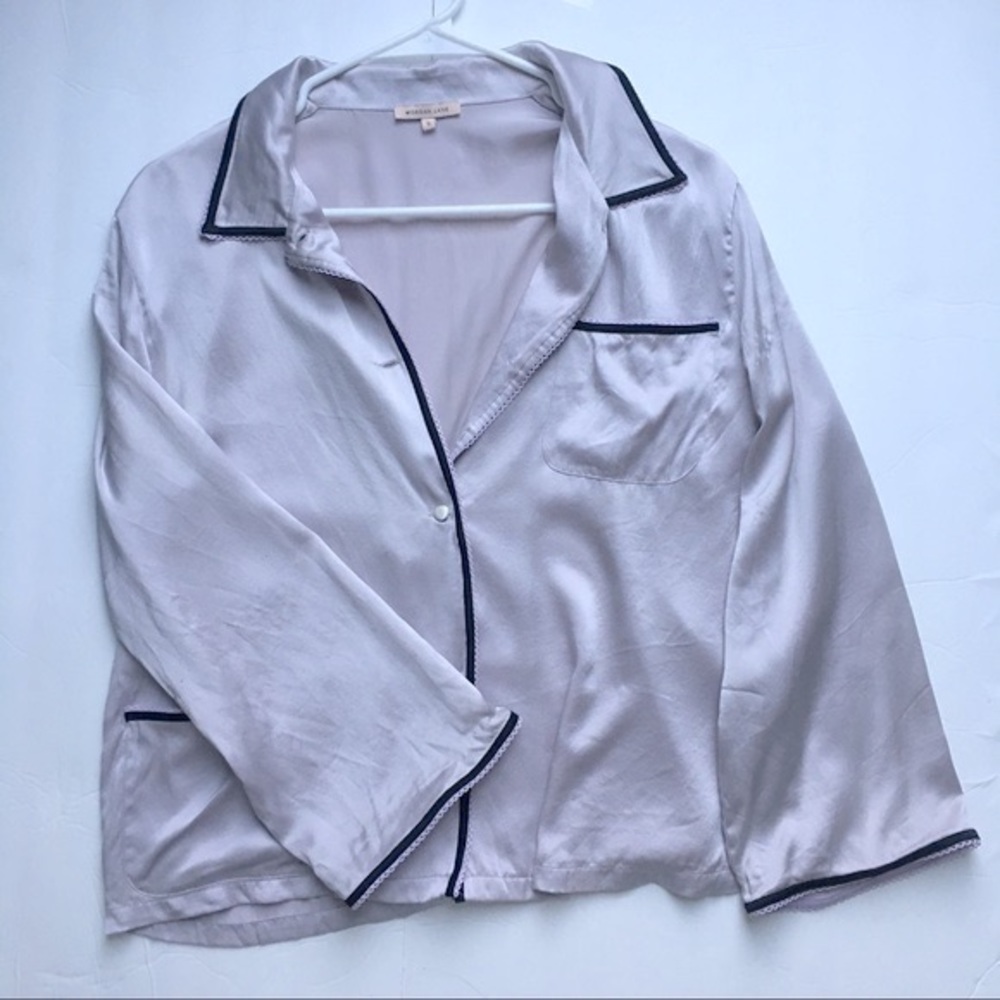 New Morgan Lane Ruthie Silk Lace Pajama Shirt - Lilac Purple